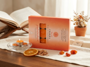"Sacral Chakra" arbatinių žvakių dėžutė 24vnt.