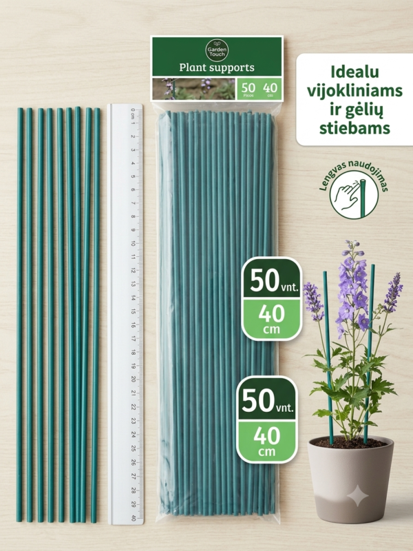 GARDEN TOUCH medinės augalų atramos 40 cm, 50 vnt